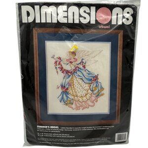 Dimensions Crewel Embroidery Kit Summers Angel 14"x16" Gold Thread Vintage 1994